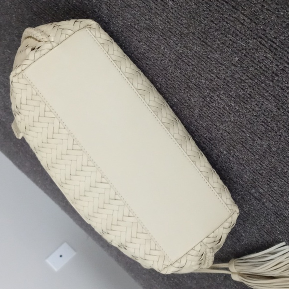 🐎RARE Ralph Lauren🐎 - Ecru Woven Leather Shoulder Bag - Picture 9 of 16